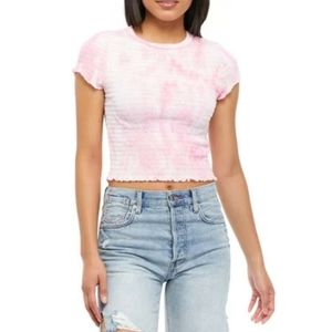 Crown & Ivy Tie Dye Smocked Top NWT